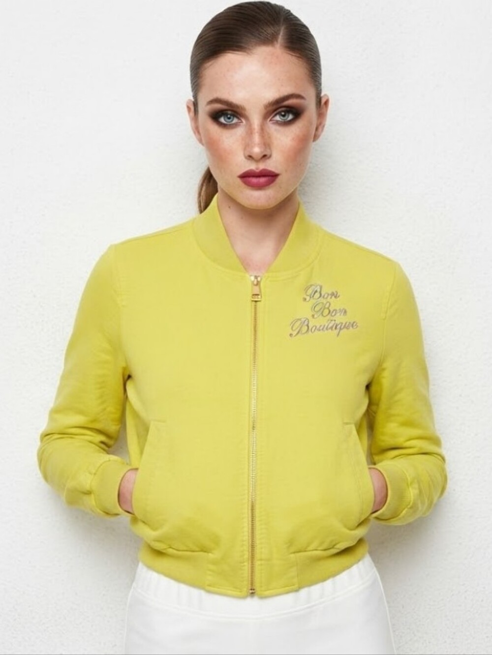Y2K Moschino Lime Green Bomber Jacket Size 6 Bon Bon Boutique